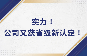 實力！公司又獲省級新認定